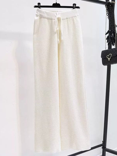 Womens Silk Knit Palazzo Pants Wide Leg Trousers Ankle Pants Elastic Waist  | eBay