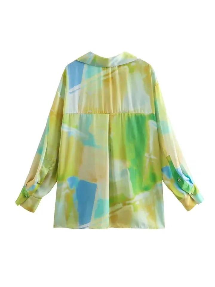 Tie & Dye Print Satin Shirt