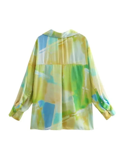 Tie & Dye Print Satin Shirt