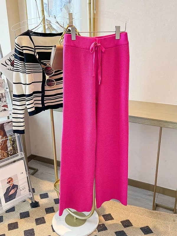 Soft Woolen Elastic Waist Palazzo Pants