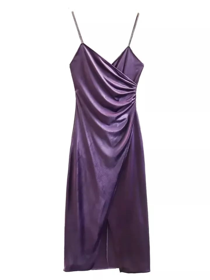 Spaghetti Strap Velvet Long Dress