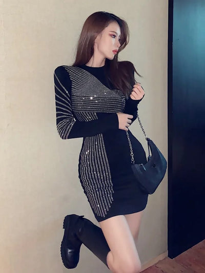 Black Bling Rhinestone Dress