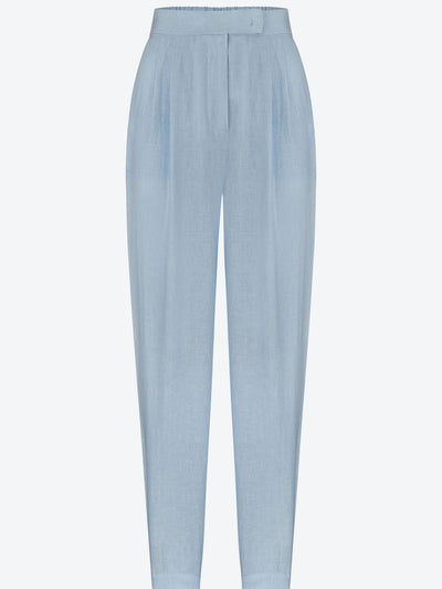 Blue Oversized Fit Linen Blazer Pattern Shirt & Pants Coord Set