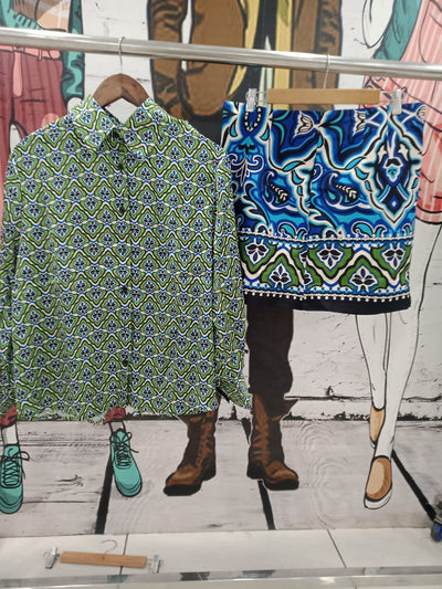 Satin Shirt & Short Skirt Coord Set