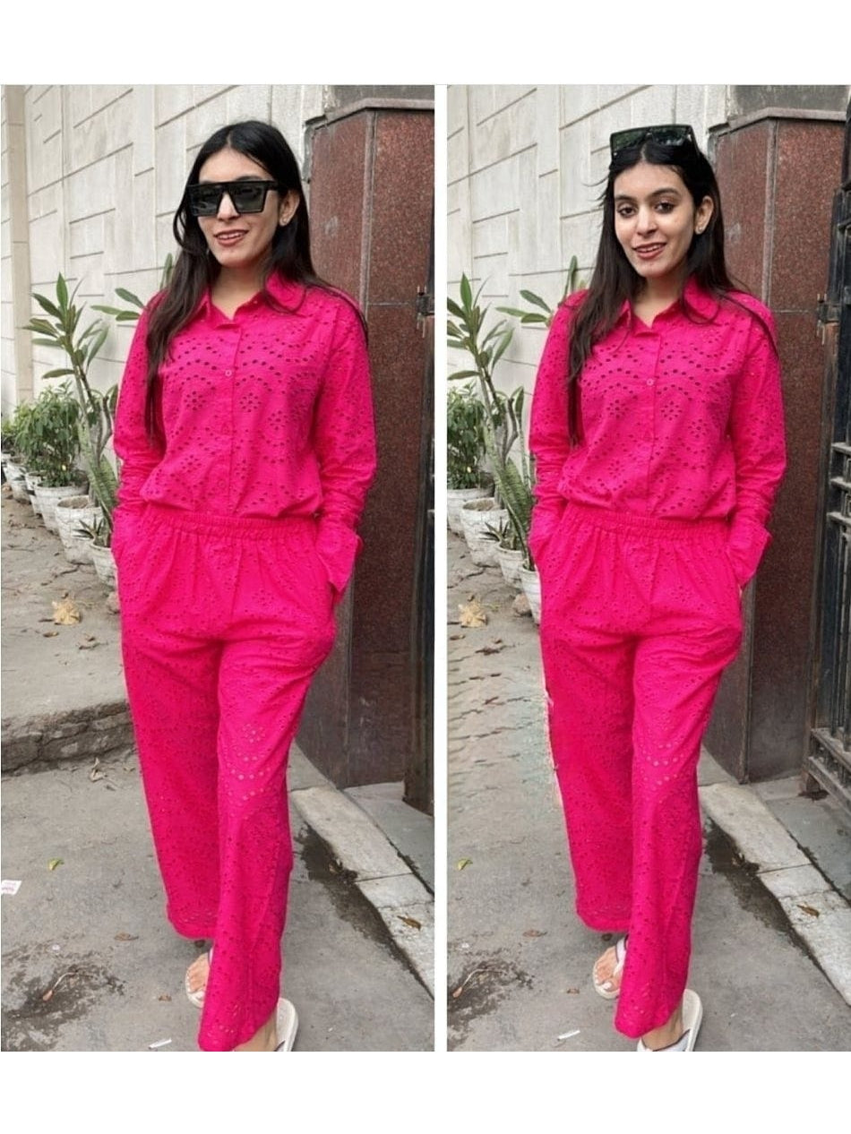 Chikan Shirt & Pants Coord Set