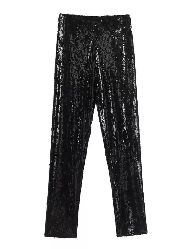 Buy Womens All Sequined Sparkle Party Stretchy Bling Beam Foot Elastic  Waist Pants Gold M at Amazonin