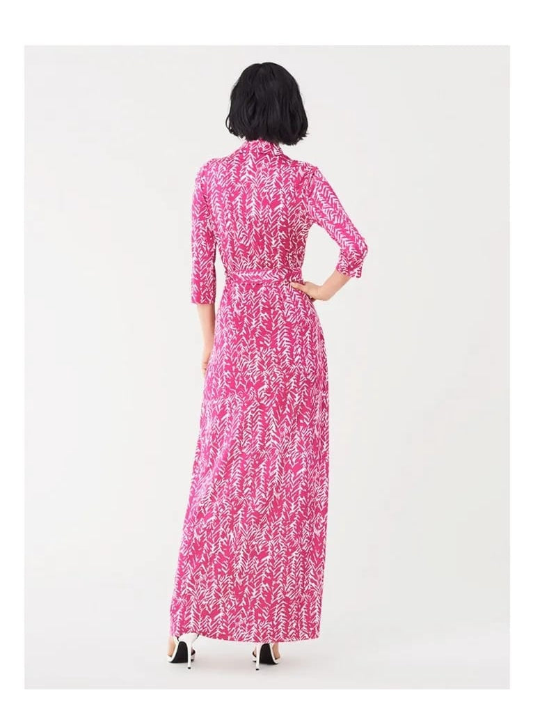 Pink Floral Print Midi Dress