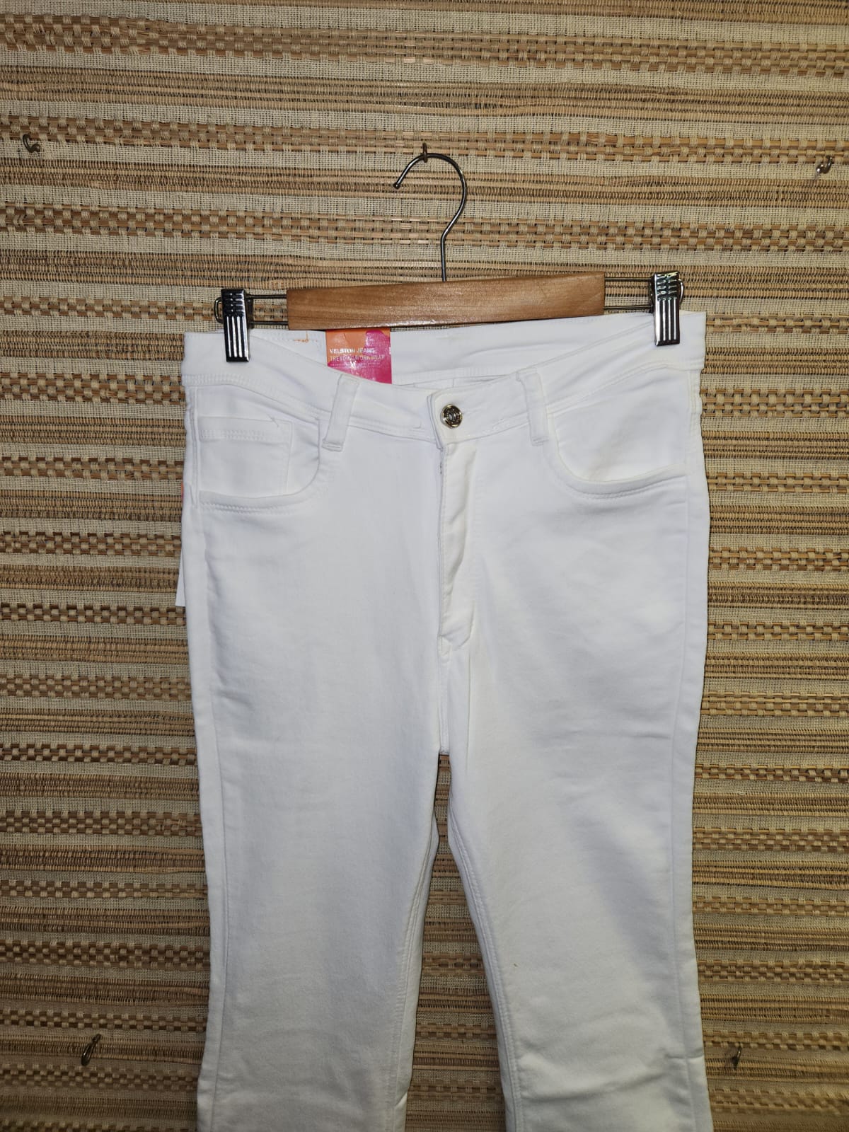 White Boot Cut High Waist Denim Pants