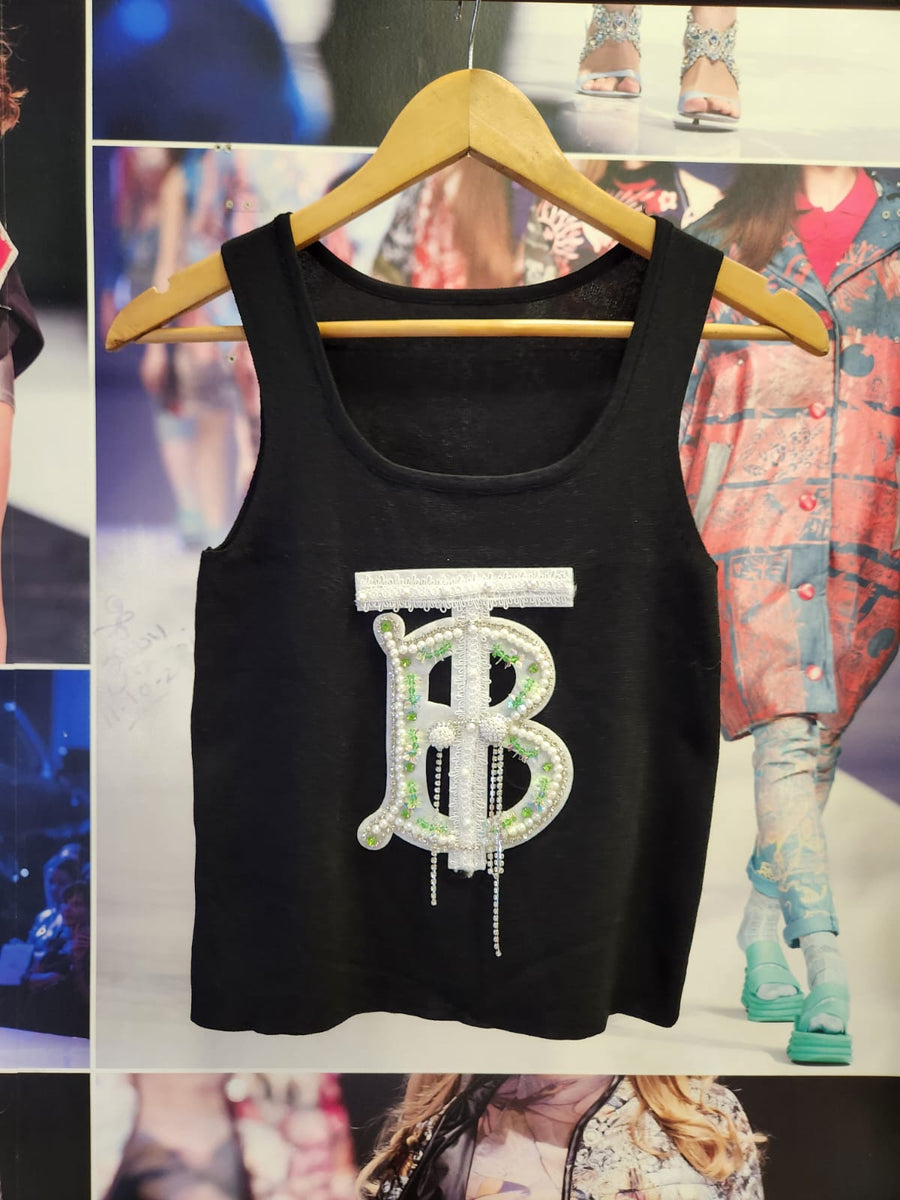 Print B Sleeveless Knit Top