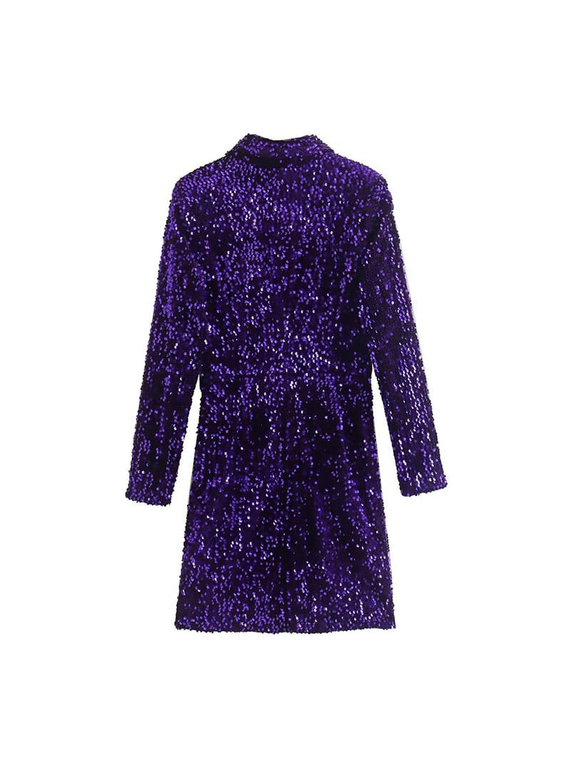 Black Purple Sequins Dress