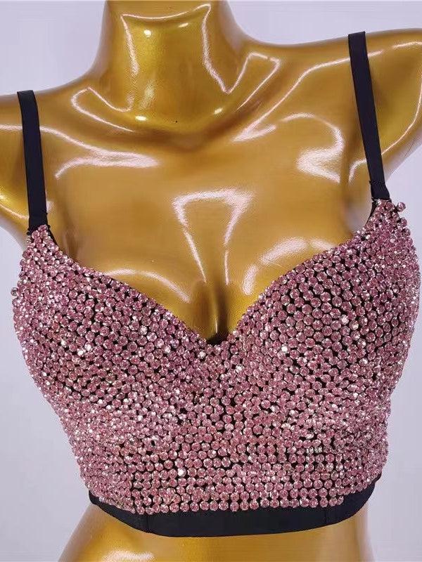 Rhinestone Push Up Bralette Bustier Top