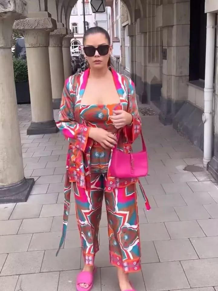 3 Piece Kimono Crop Top & Pants Set