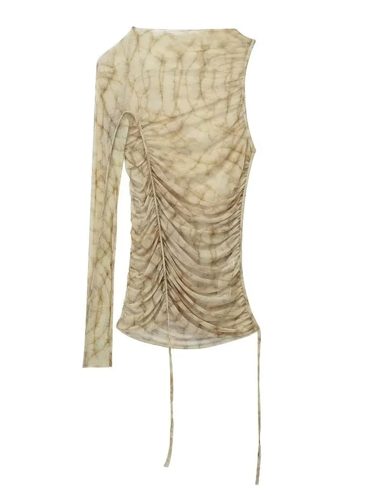 Tie & Dye Ruchet Tulle Mesh Top