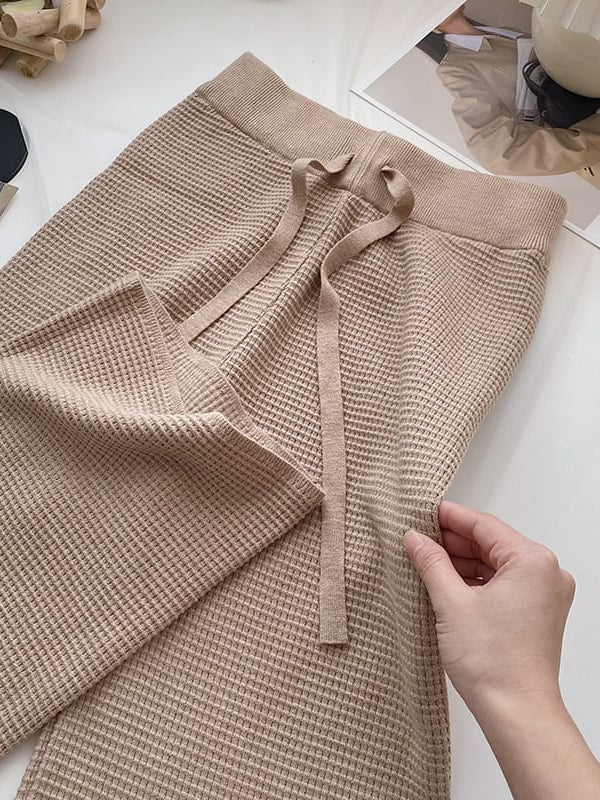 Soft Woolen Elastic Waist Palazzo Pants
