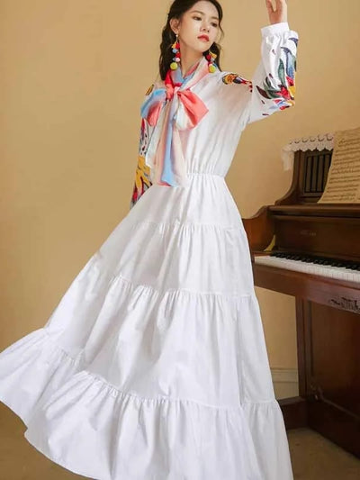 Floral Hollow out Long Maxi Dress