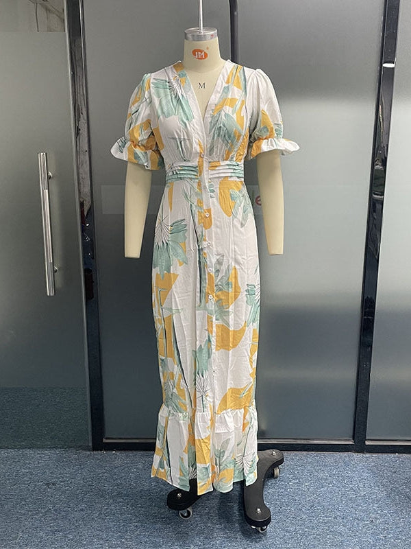 Lady Elastic Waist Prom Gown Dress Sheer Off The Shoulder Puff Sleeve Maxi  Dress | eBay