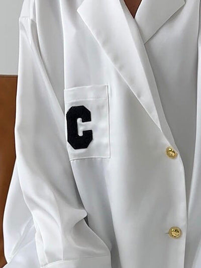 Loose Blazer Shirt Satin Drape White Shirt Top