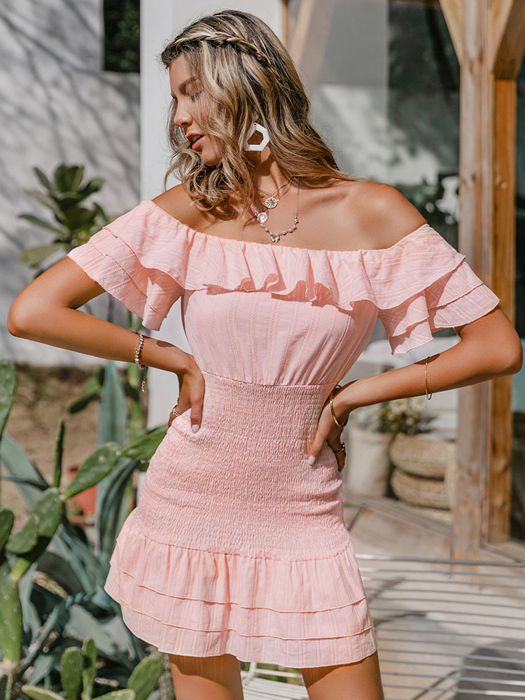 Pink Blush Pink Solid Off Shoulder Maternity Maxi Dress – ShObO
