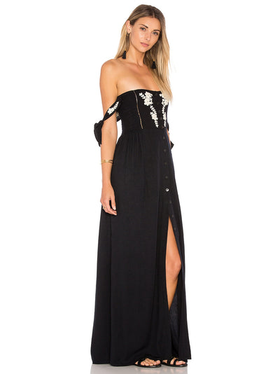 Bohemian Vacation Off Shoulder Embroidered Long Dress