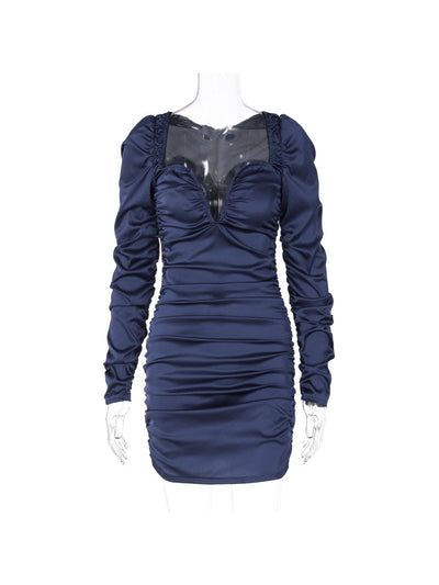 Buy Twenty Dresses by Nykaa Fashion Blue Shimmer Sweetheart Neck Ruched Short  Bodycon Dress Online