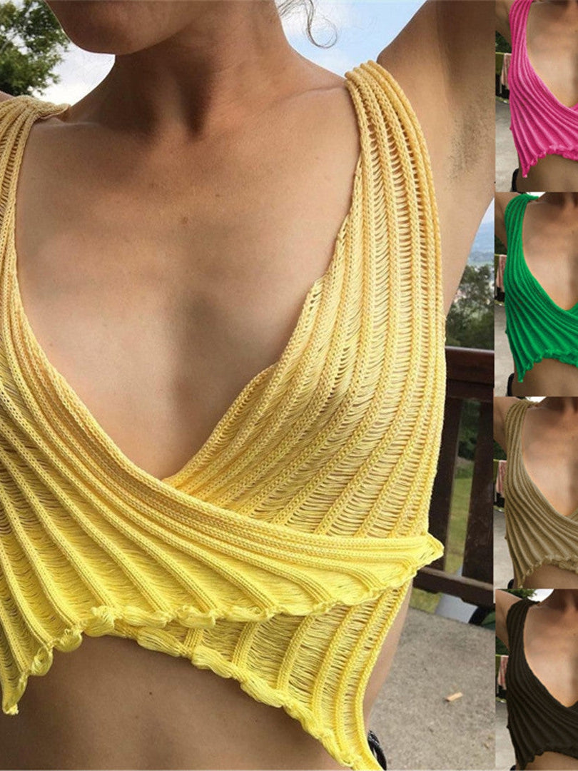 Hollow Out Camisole Sweater Vest