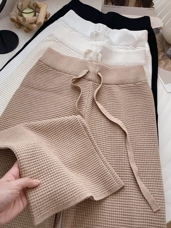 V-Neck Leopard Print Knit Sweater Wide Leg Pants Two Piece Set – Youeni
