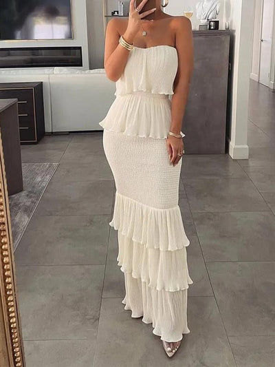 Ruffles Tube Maxi Dress