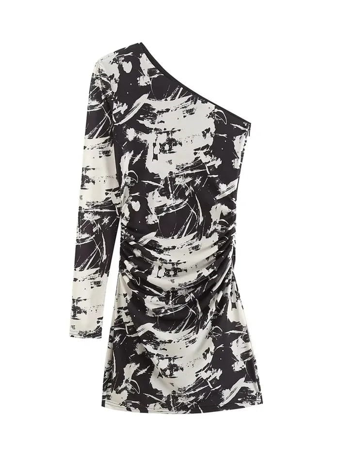 Black & White One Shoulder Dress