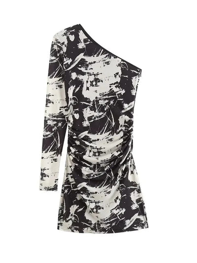 Black & White One Shoulder Dress