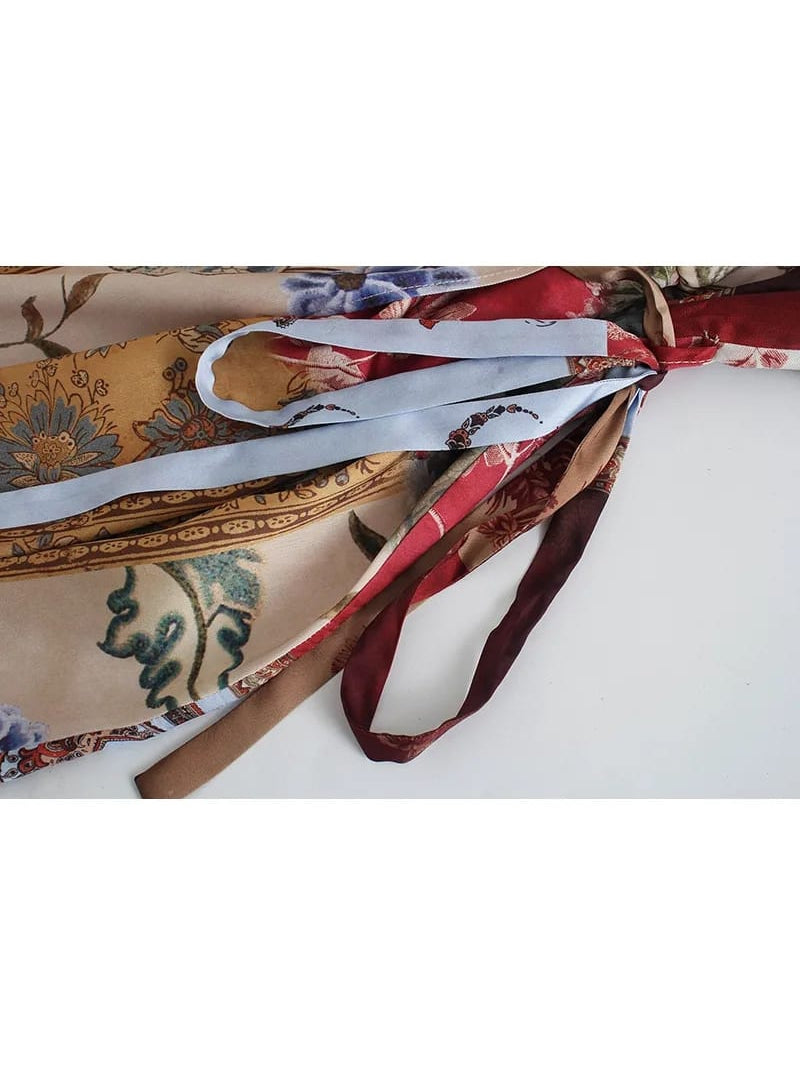 Floral Print Bow Tie Waist Dress