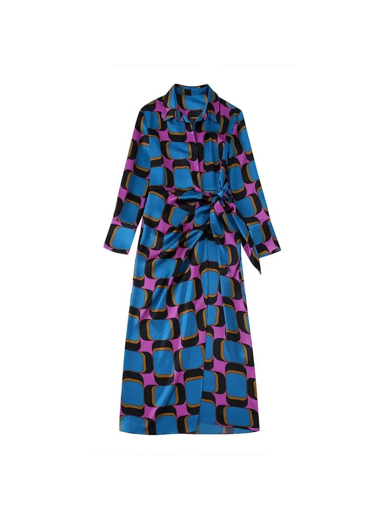 Geometric Print Wrap Dress