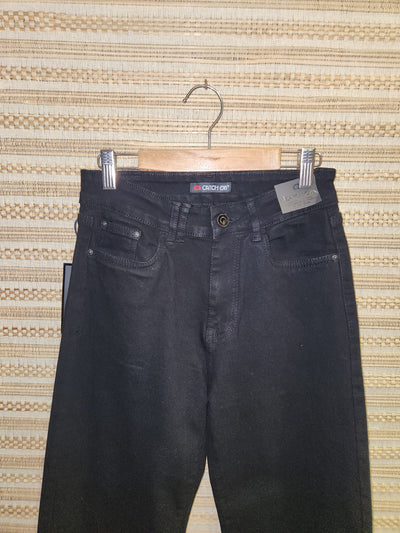 Black Distressed High Waist Wide Leg Denim Pants