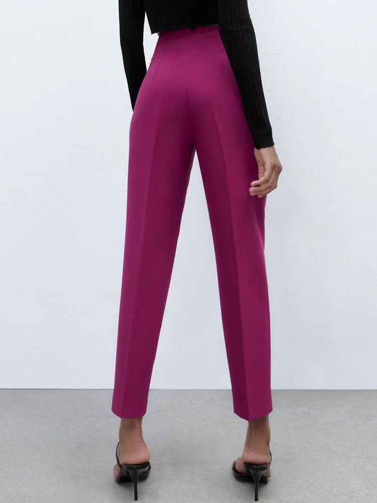 Women Maroon Front Darted Balloon Fit Pants
