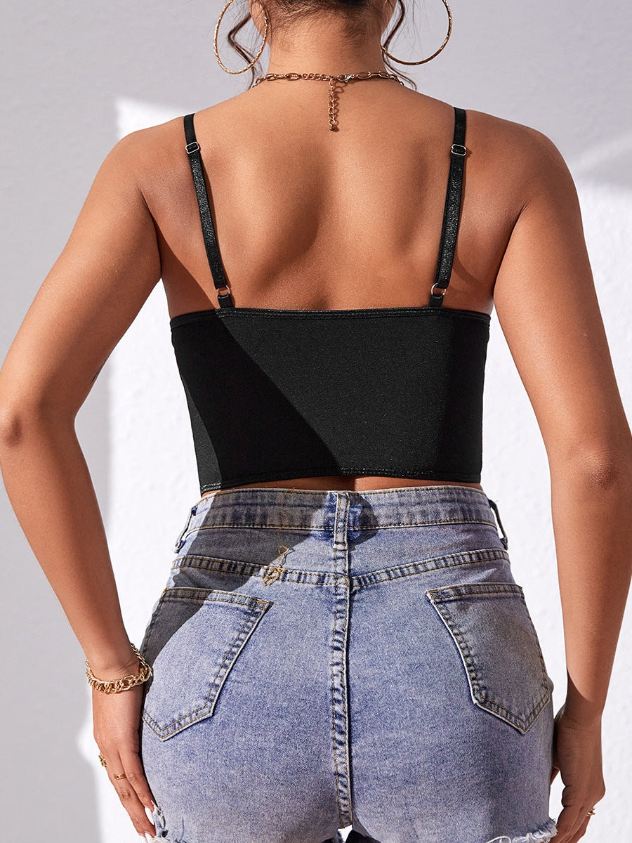 Spaghetti Strap Mesh Corset Top