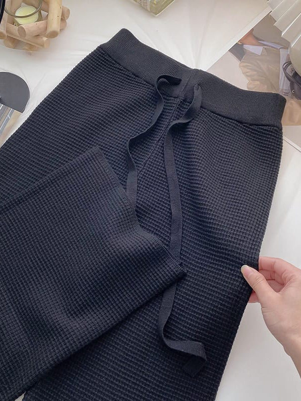 Soft Woolen Elastic Waist Palazzo Pants