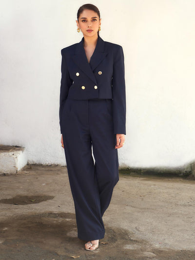 Crop Blazer & Wide Leg Pants Coord Set