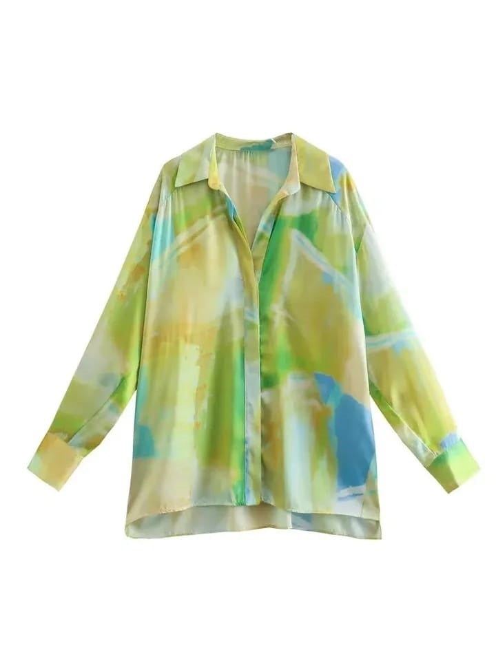 Tie & Dye Print Satin Shirt