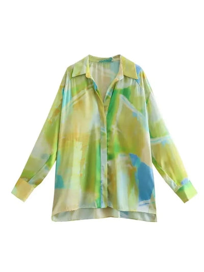 Tie & Dye Print Satin Shirt