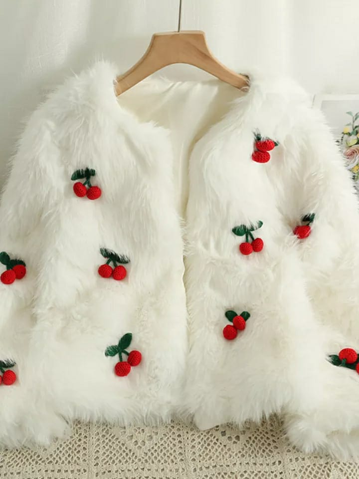 V Neck Cherry Jacket