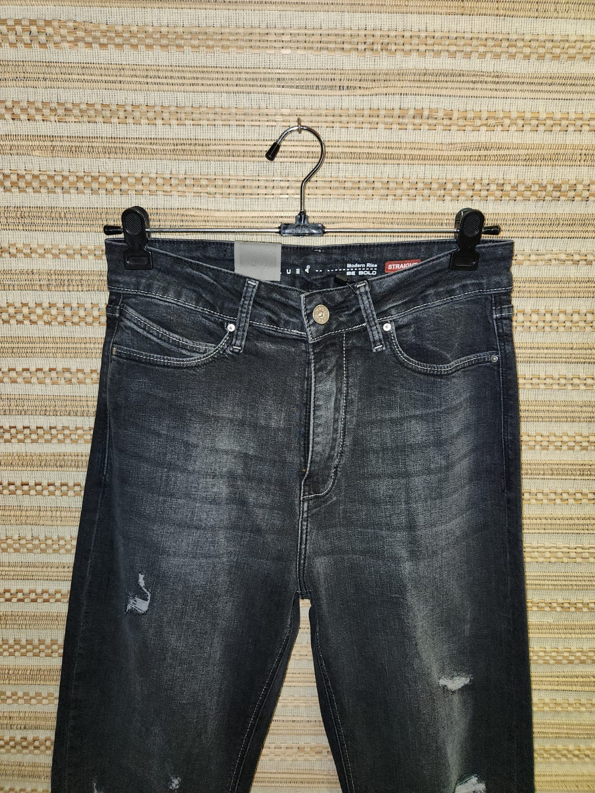 Black High Waist Wide Leg Distressed Denim Pants