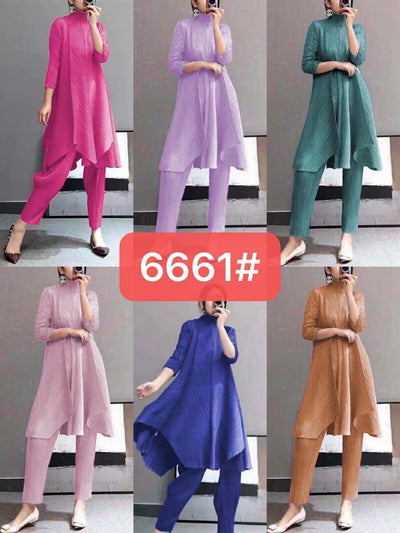 Turtle Neck Pleated Coord Set