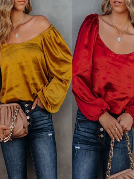 Off Shoulder Satin Loose Fitting Top