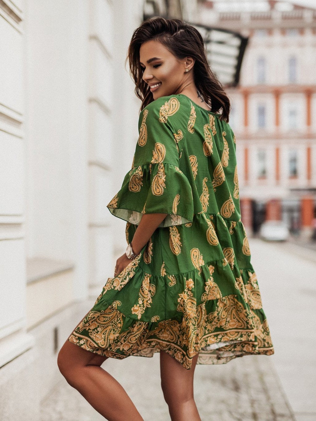 Paisley Print A Line Dress