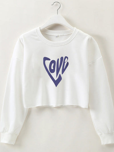 Love Letter Heart Shape Print Neck Sweatshirt