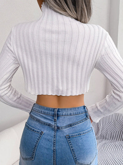 Turtle Neck Asymmetric Knitted Bottoming Sweater Top