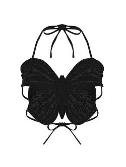 Butterfly 3D Frayed Hollow Out Strap Sling Top