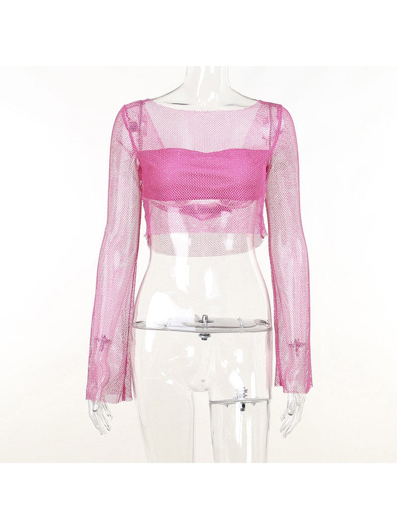 Sheath Long Sleeve Mesh Top & Skirt Coord Set