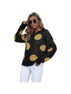 Smiley Face Long Sleeve Black Sweater