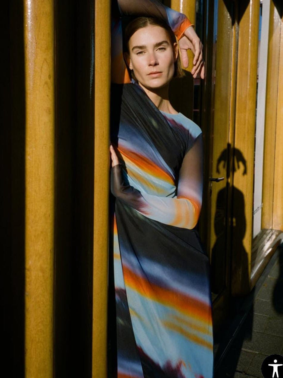 Mesh Sleeves Long Dress