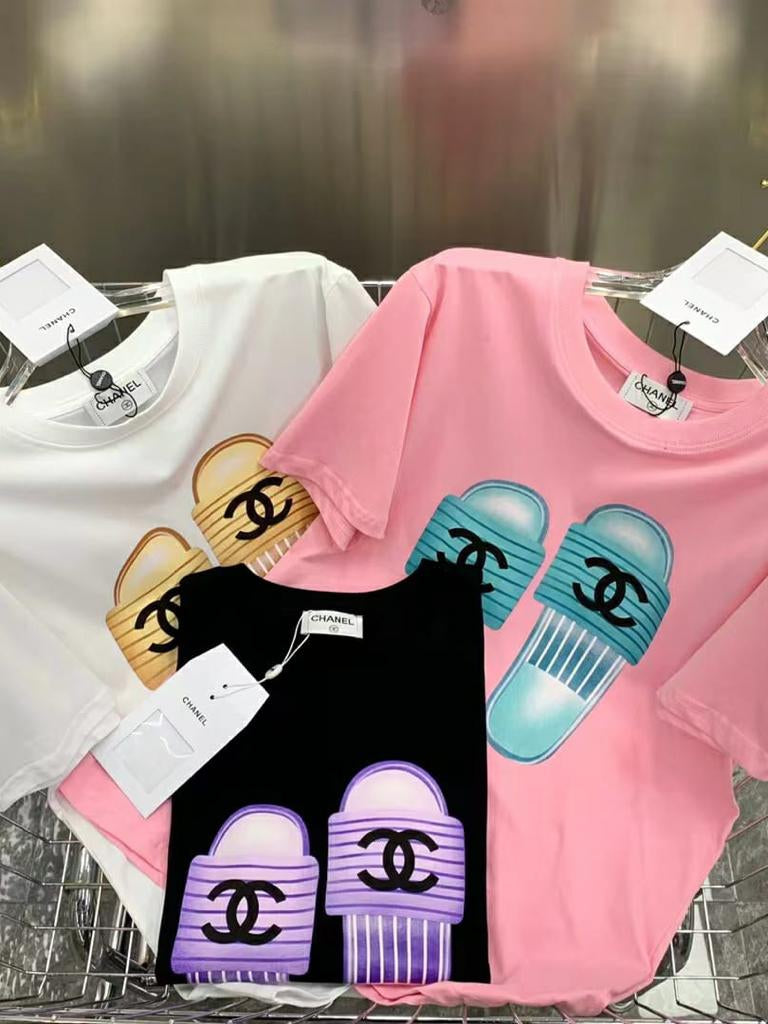 Print Cotton Lycra Sliders CH T-Shirt